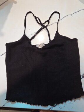 Bozzolo Ribbed knit top with thin spaghetti straps